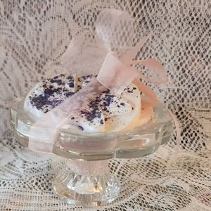 Two Homemade Candles In Dish